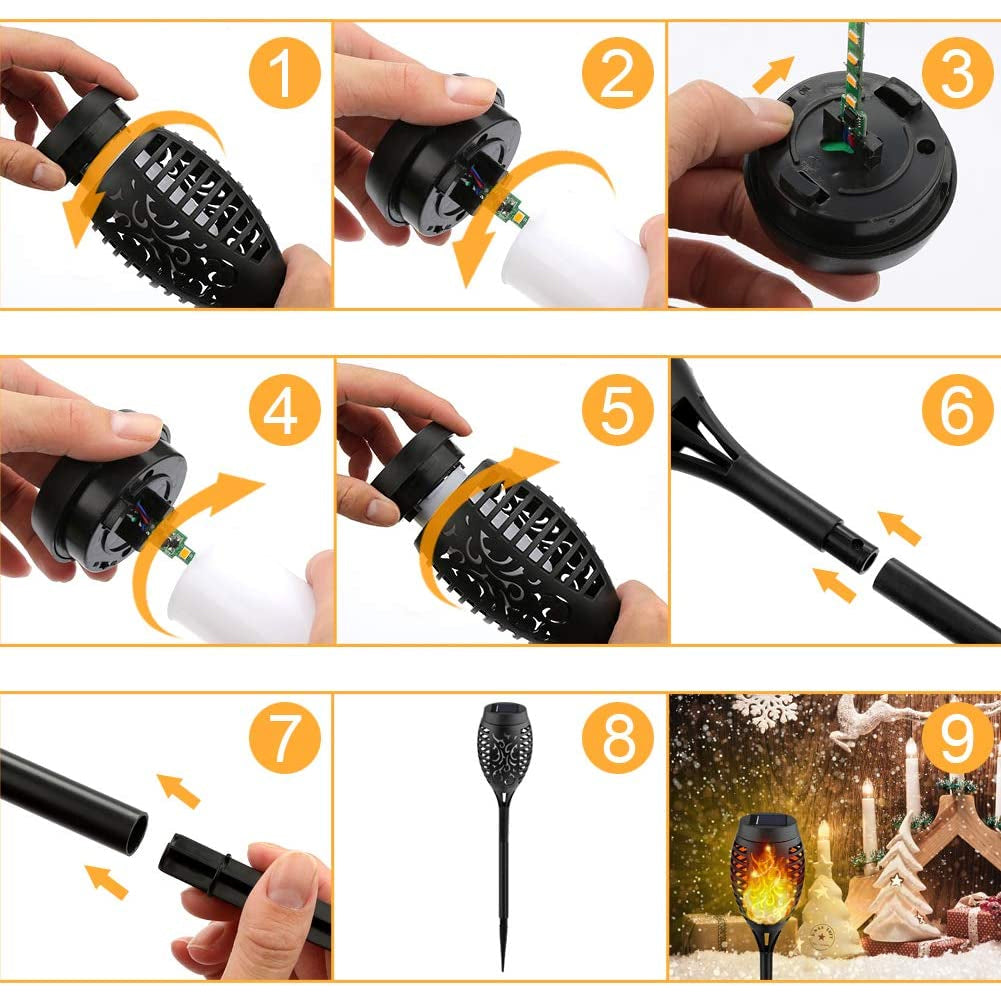 Lisslune | 8-Pack: Solar Torch Light with Flickering Flame