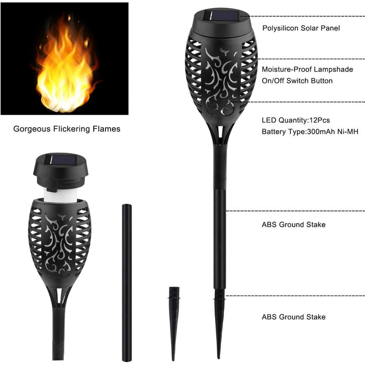 Lisslune | 8-Pack: Solar Torch Light with Flickering Flame