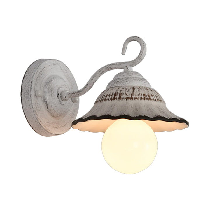 Skørter | Matte White 1 Lamp Wall Mounted Lamp Country Style Golf Cup Ceramic Wall Light Fixture
