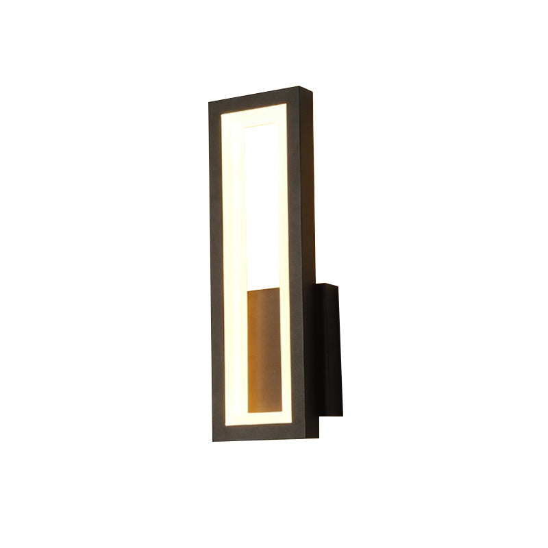 Lisslune | White/Black/Gold Rectangular Frame Wall Light Minimalistic LED Metal Wall Mount Light Fixture in White/Warm Light