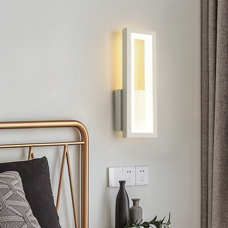 Lisslune | White/Black/Gold Rectangular Frame Wall Light Minimalistic LED Metal Wall Mount Light Fixture in White/Warm Light