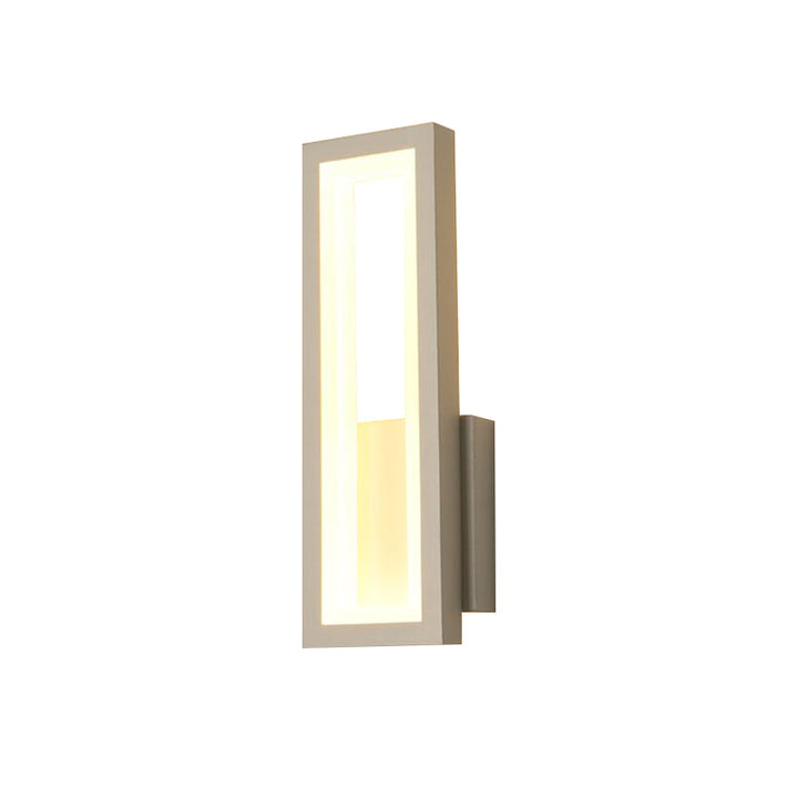 Lisslune | White/Black/Gold Rectangular Frame Wall Light Minimalistic LED Metal Wall Mount Light Fixture in White/Warm Light