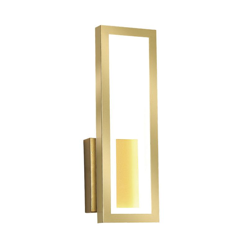 Lisslune | White/Black/Gold Rectangular Frame Wall Light Minimalistic LED Metal Wall Mount Light Fixture in White/Warm Light