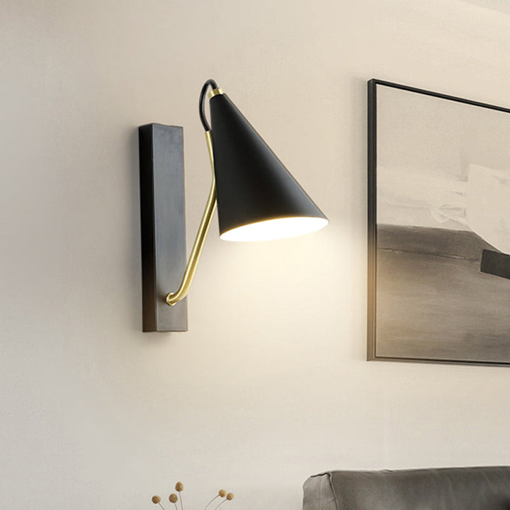 Lisslune | White/Black Finish Conical Wall Lighting Ideas Modernism 1 Head Metallic Wall Lamp for Nightstand