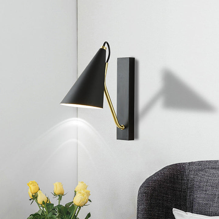 Lisslune | White/Black Finish Conical Wall Lighting Ideas Modernism 1 Head Metallic Wall Lamp for Nightstand