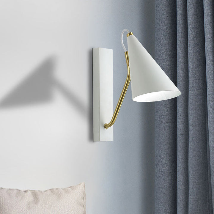 Lisslune | White/Black Finish Conical Wall Lighting Ideas Modernism 1 Head Metallic Wall Lamp for Nightstand