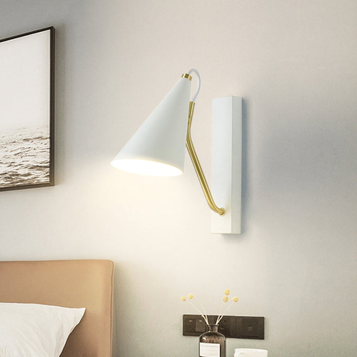 Lisslune | White/Black Finish Conical Wall Lighting Ideas Modernism 1 Head Metallic Wall Lamp for Nightstand