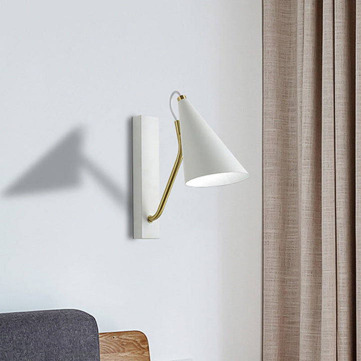 Lisslune | White/Black Finish Conical Wall Lighting Ideas Modernism 1 Head Metallic Wall Lamp for Nightstand