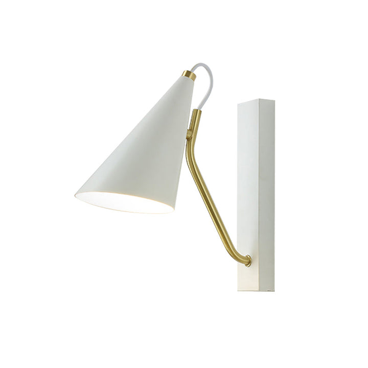 Lisslune | White/Black Finish Conical Wall Lighting Ideas Modernism 1 Head Metallic Wall Lamp for Nightstand