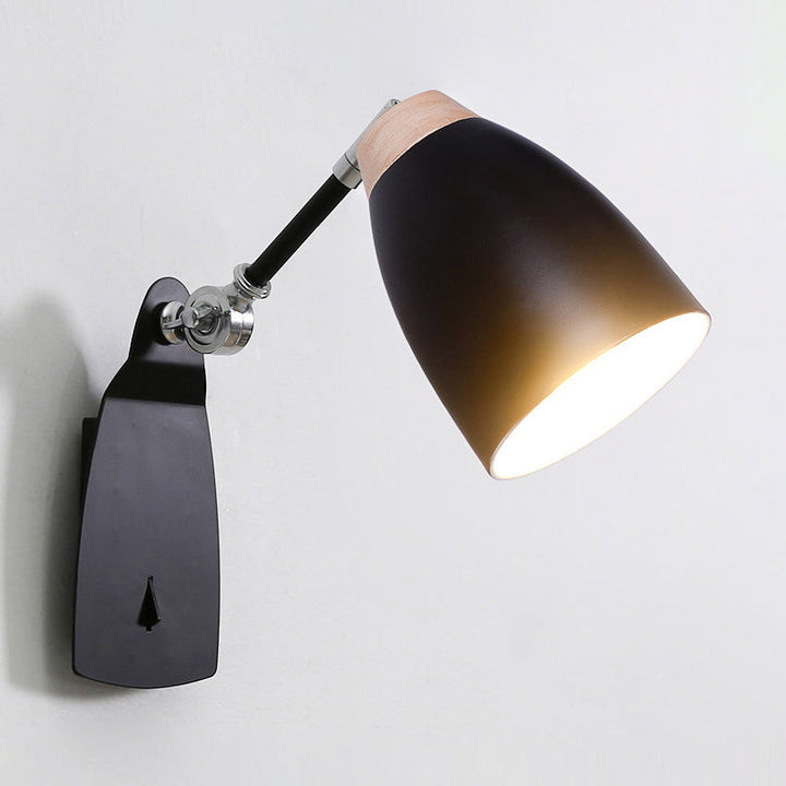 Lisslune | Metal Cup-Shaped Wall Lighting Modern 1-Light White/Black Finish Rotatable Wall Lamp