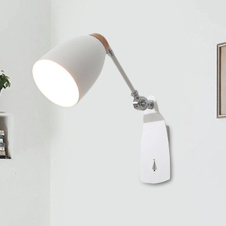 Lisslune | Metal Cup-Shaped Wall Lighting Modern 1-Light White/Black Finish Rotatable Wall Lamp