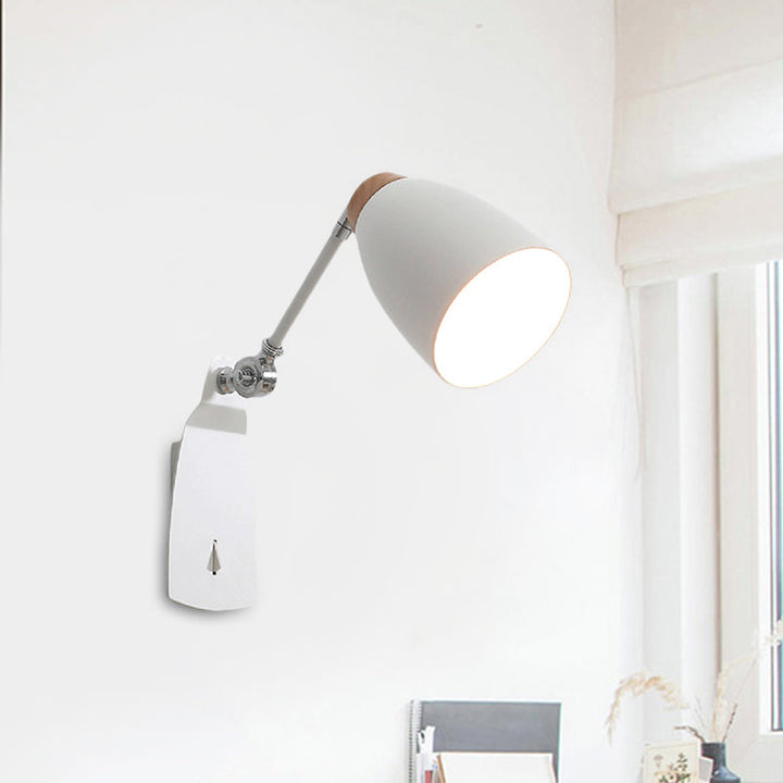 Lisslune | Metal Cup-Shaped Wall Lighting Modern 1-Light White/Black Finish Rotatable Wall Lamp