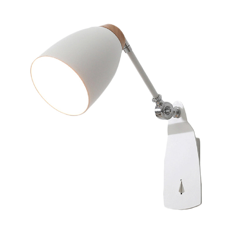 Lisslune | Metal Cup-Shaped Wall Lighting Modern 1-Light White/Black Finish Rotatable Wall Lamp