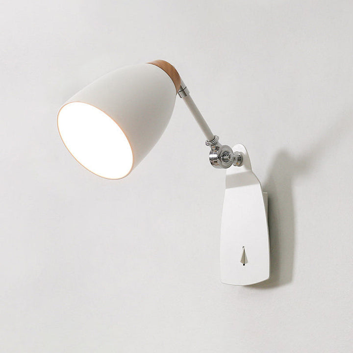 Lisslune | Metal Cup-Shaped Wall Lighting Modern 1-Light White/Black Finish Rotatable Wall Lamp