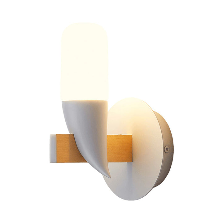 Lisslune | Bird-like Wall Lamp Wall Light Modernism Metal LED Nightstand Wall Mount Light in White and Wood