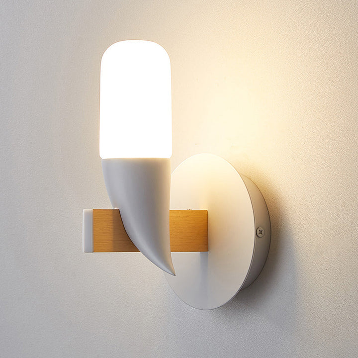 Lisslune | Bird-like Wall Lamp Wall Light Modernism Metal LED Nightstand Wall Mount Light in White and Wood