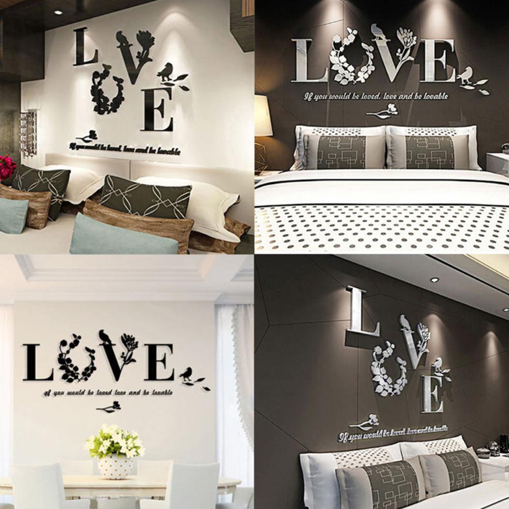 Lisslune | Enchanting 3D Lovebirds Flower Wall Stickers - Easy to Apply & Remove