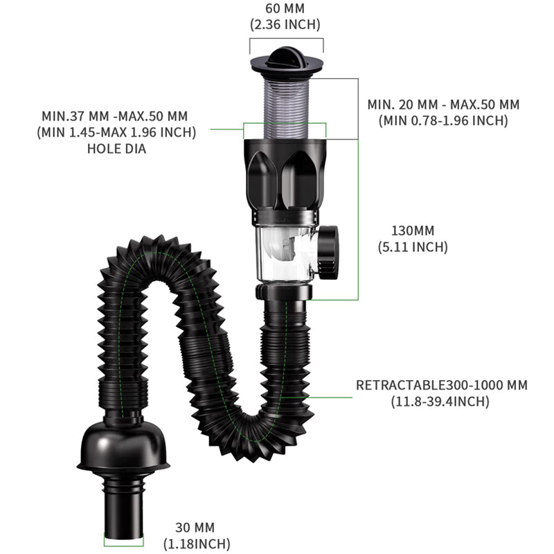 Lisslune | Telescopic drain pipe against odor