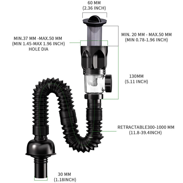 Lisslune | Telescopic drain pipe against odor