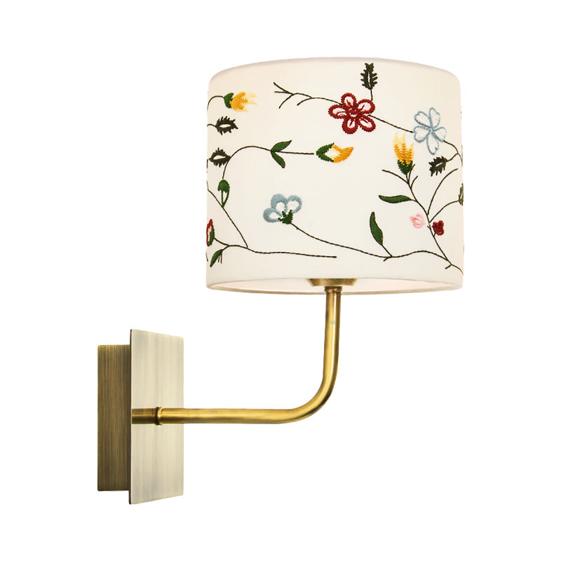 Skørter | Drum Night Head Wall Lamp Modern Nordic Embroidery Fabric 1-Head Gold Wall Lighting Ideas