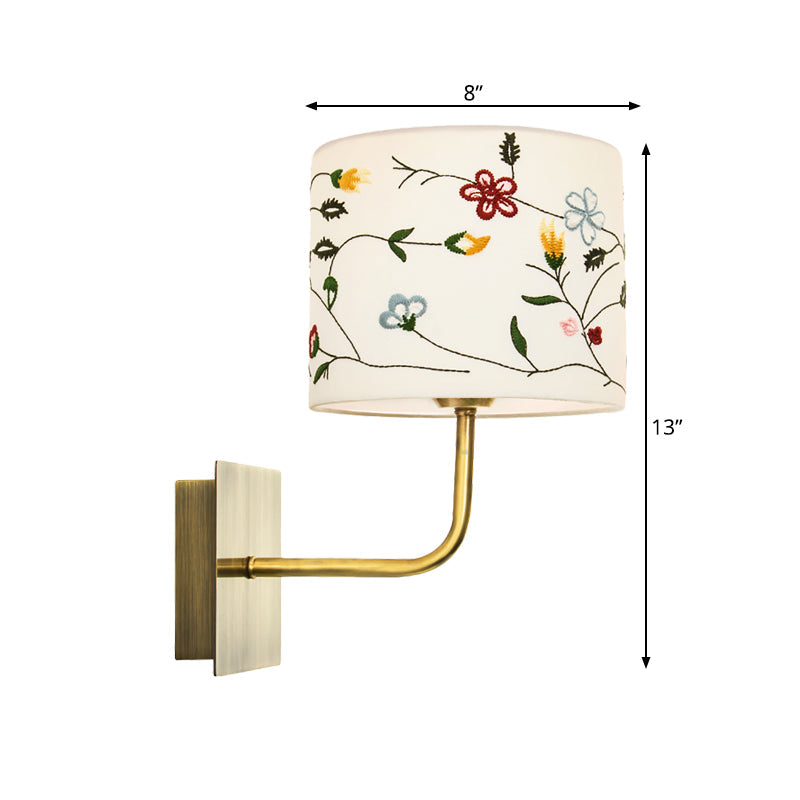 Skørter | Drum Night Head Wall Lamp Modern Nordic Embroidery Fabric 1-Head Gold Wall Lighting Ideas