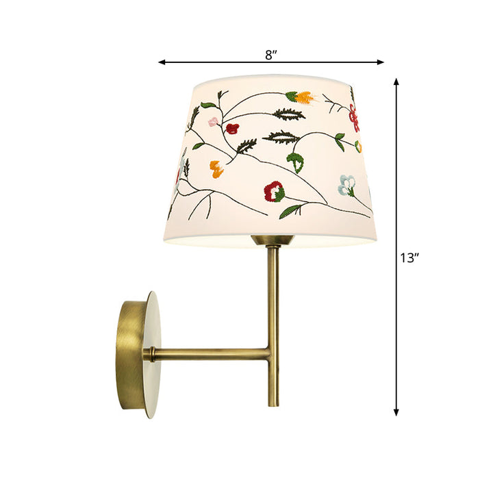 Skørter | Drum Night Head Wall Lamp Modern Nordic Embroidery Fabric 1-Head Gold Wall Lighting Ideas