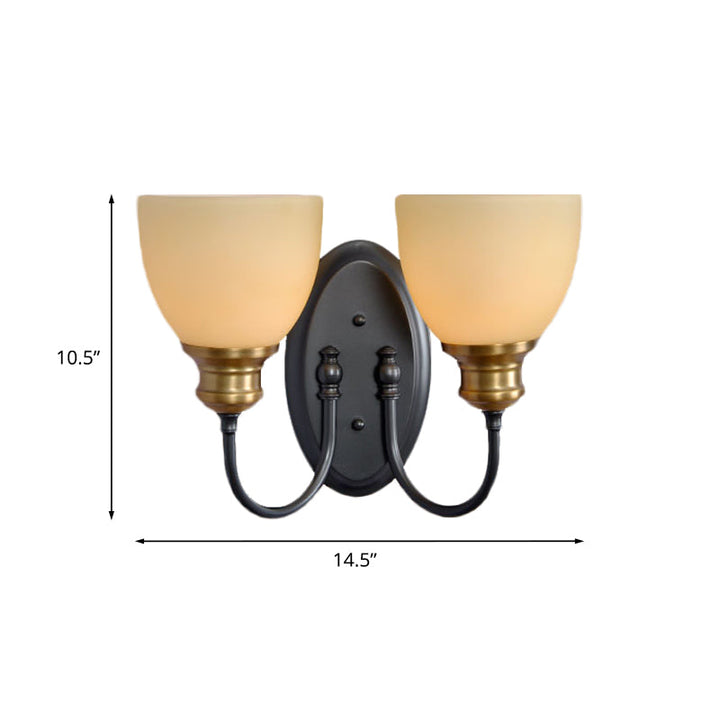 Skørter | Frosted Glass Black Wall Lamp Bud 1/2-Cup Country Wall Light with Metal Swan Neck Arm