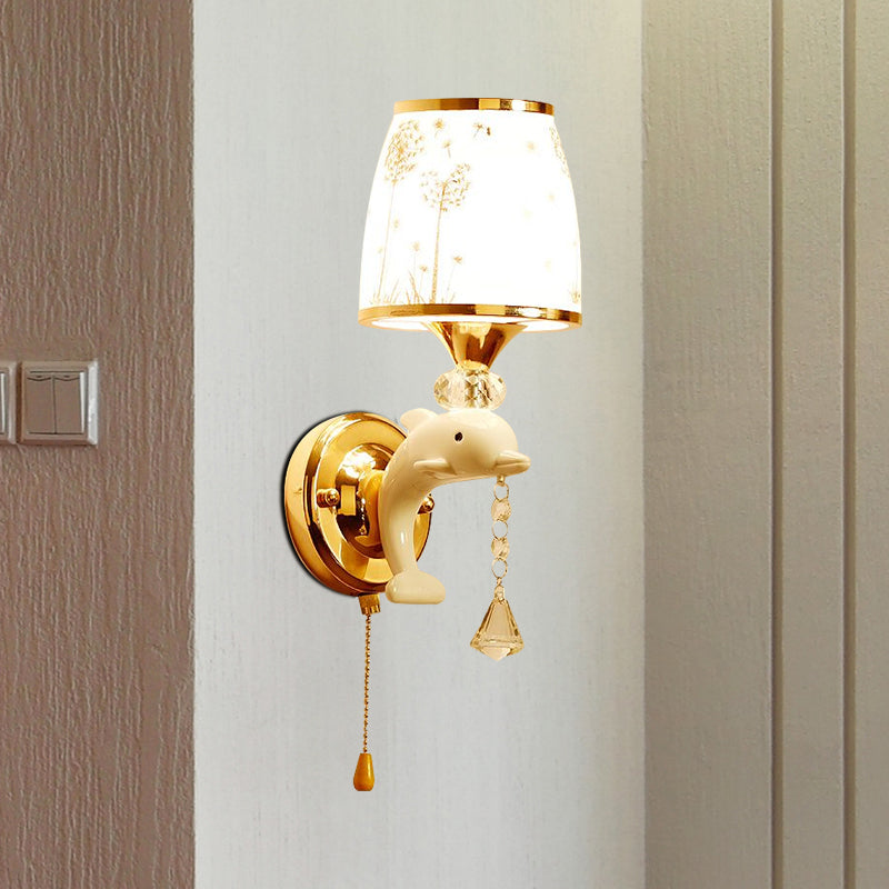 Skørter | Dolphin Basic Bed Wall Lamp Metal 1/2 Lights Children's Wall Lamp Light Fixture in White with Pull Cord