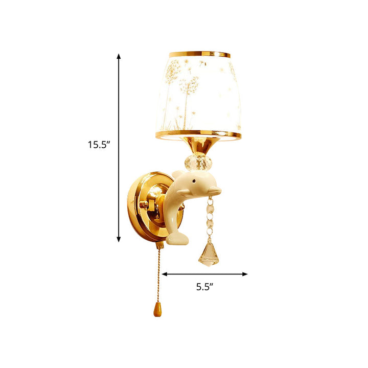 Skørter | Dolphin Basic Bed Wall Lamp Metal 1/2 Lights Children's Wall Lamp Light Fixture in White with Pull Cord