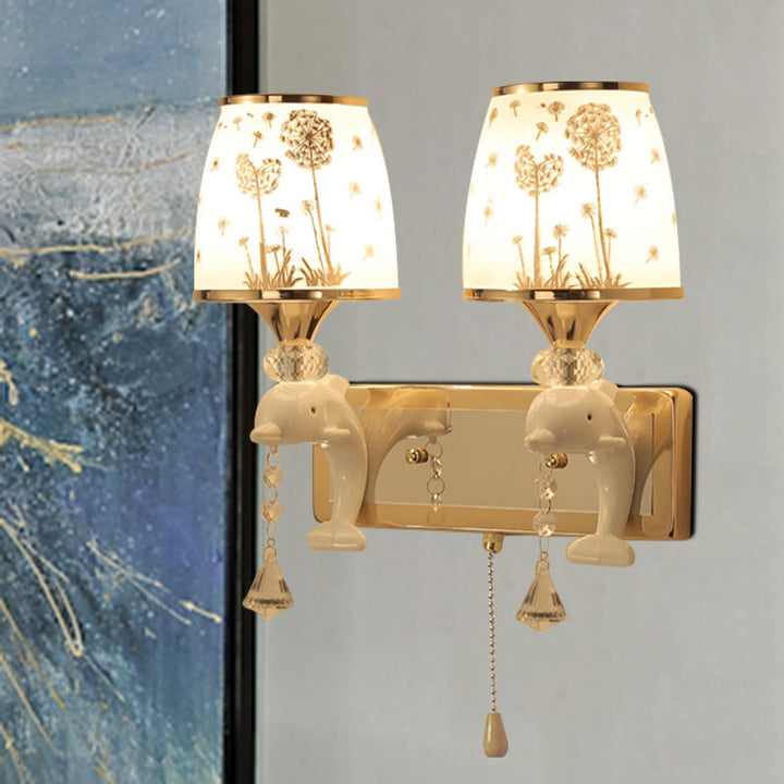 Skørter | Dolphin Basic Bed Wall Lamp Metal 1/2 Lights Children's Wall Lamp Light Fixture in White with Pull Cord