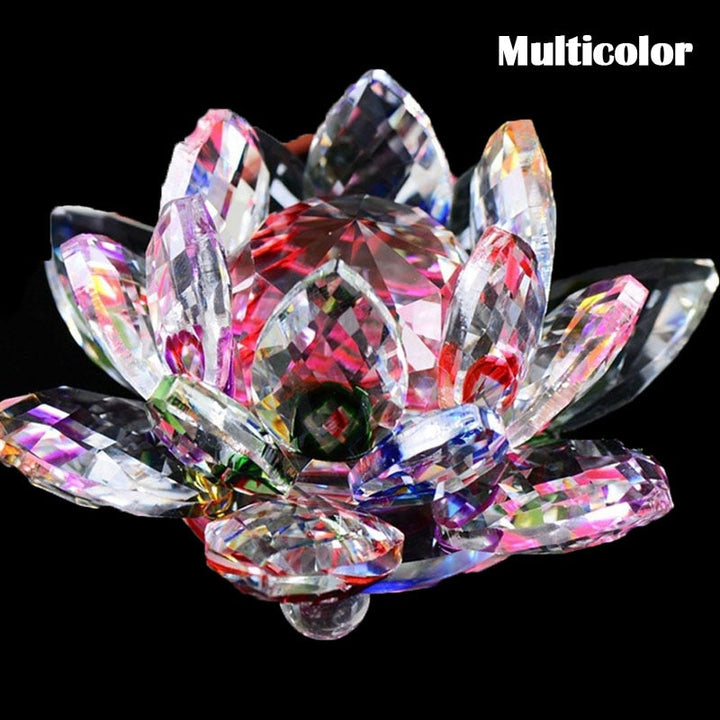 Lisslune | 80Mm Quartz Crystals Lotus Flower Crafts Glass Fengshui Ornaments Healing Crystals Home Party Wicca Decor Yoga Gifts Souvenir