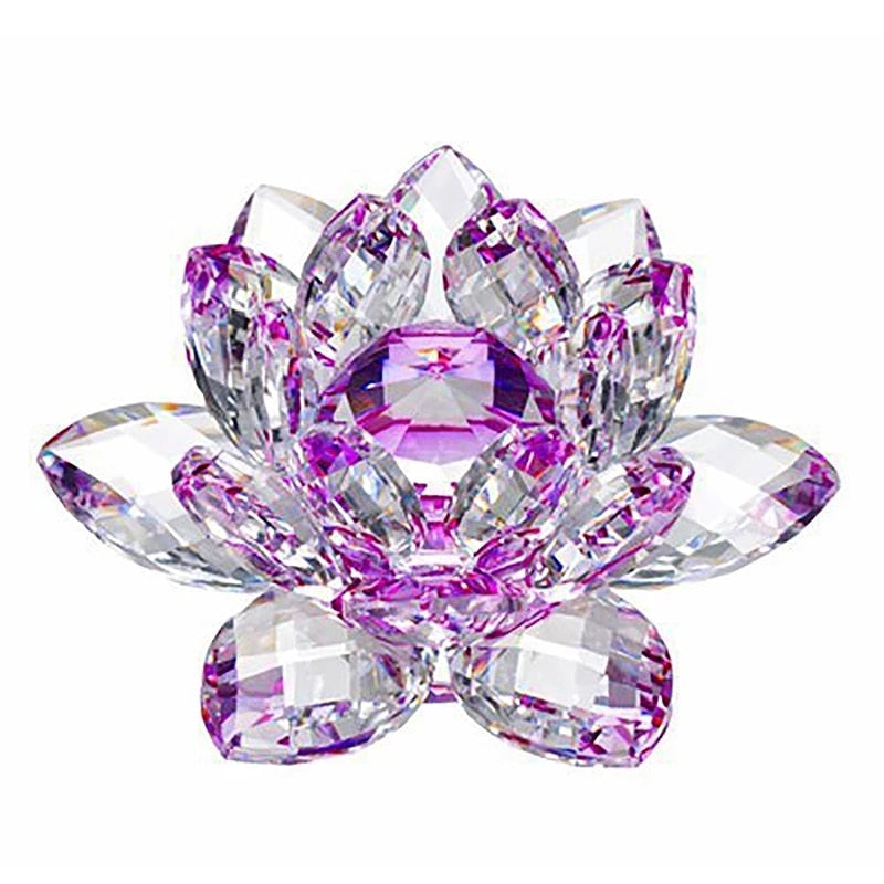 Lisslune | 80Mm Quartz Crystals Lotus Flower Crafts Glass Fengshui Ornaments Healing Crystals Home Party Wicca Decor Yoga Gifts Souvenir