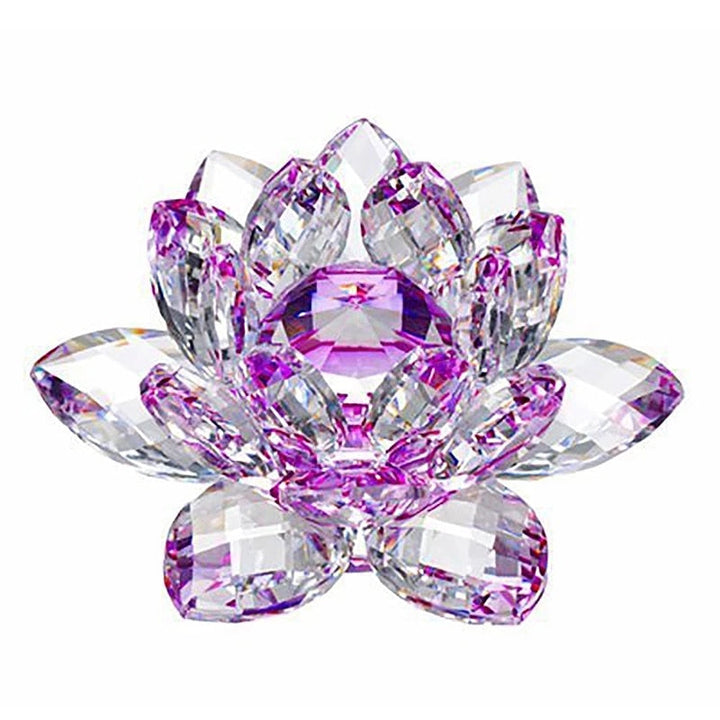 Lisslune | 80Mm Quartz Crystals Lotus Flower Crafts Glass Fengshui Ornaments Healing Crystals Home Party Wicca Decor Yoga Gifts Souvenir