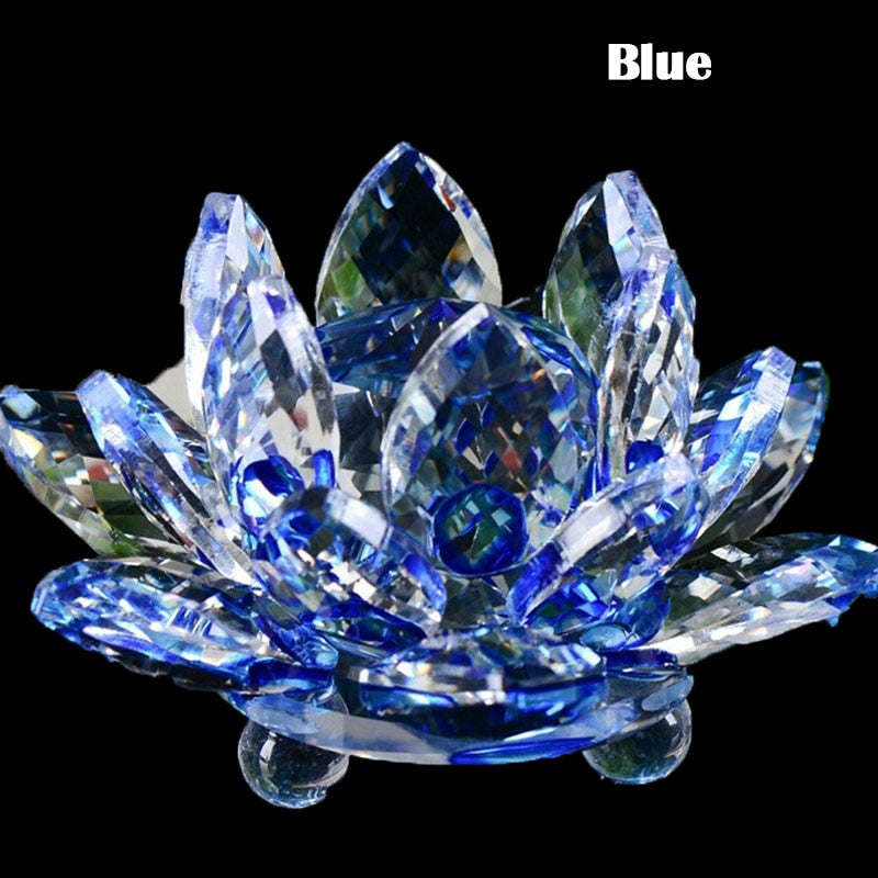 Lisslune | 80Mm Quartz Crystals Lotus Flower Crafts Glass Fengshui Ornaments Healing Crystals Home Party Wicca Decor Yoga Gifts Souvenir