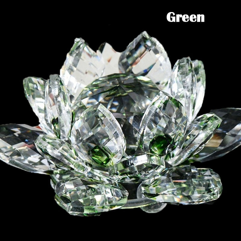 Lisslune | 80Mm Quartz Crystals Lotus Flower Crafts Glass Fengshui Ornaments Healing Crystals Home Party Wicca Decor Yoga Gifts Souvenir