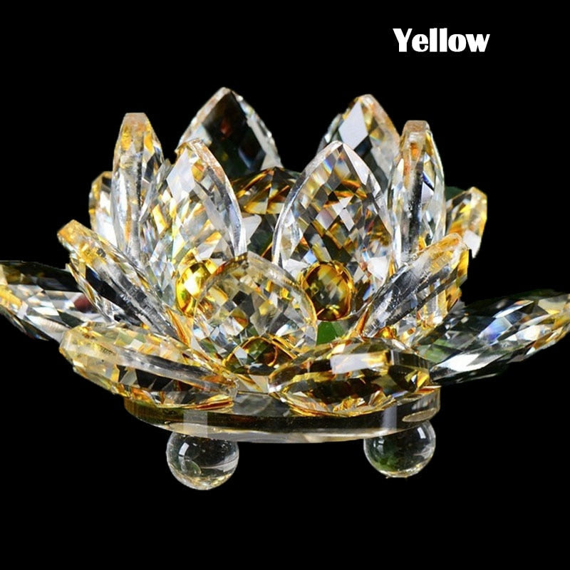 Lisslune | 80Mm Quartz Crystals Lotus Flower Crafts Glass Fengshui Ornaments Healing Crystals Home Party Wicca Decor Yoga Gifts Souvenir