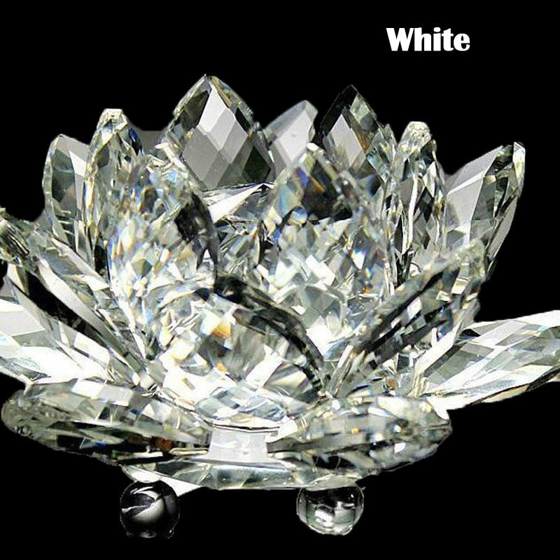 Lisslune | 80Mm Quartz Crystals Lotus Flower Crafts Glass Fengshui Ornaments Healing Crystals Home Party Wicca Decor Yoga Gifts Souvenir