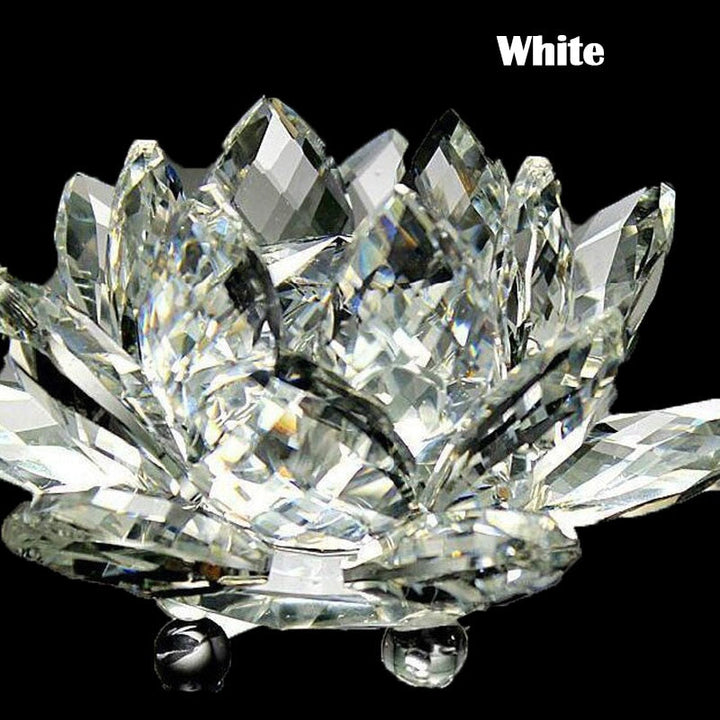 Lisslune | 80Mm Quartz Crystals Lotus Flower Crafts Glass Fengshui Ornaments Healing Crystals Home Party Wicca Decor Yoga Gifts Souvenir