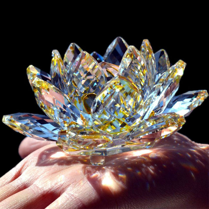 Lisslune | 80Mm Quartz Crystals Lotus Flower Crafts Glass Fengshui Ornaments Healing Crystals Home Party Wicca Decor Yoga Gifts Souvenir