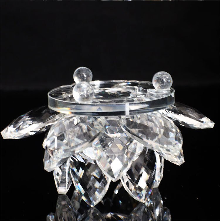 Lisslune | 80Mm Quartz Crystals Lotus Flower Crafts Glass Fengshui Ornaments Healing Crystals Home Party Wicca Decor Yoga Gifts Souvenir