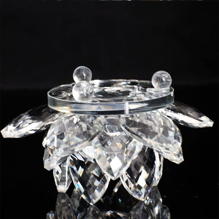 Lisslune | 80Mm Quartz Crystals Lotus Flower Crafts Glass Fengshui Ornaments Healing Crystals Home Party Wicca Decor Yoga Gifts Souvenir