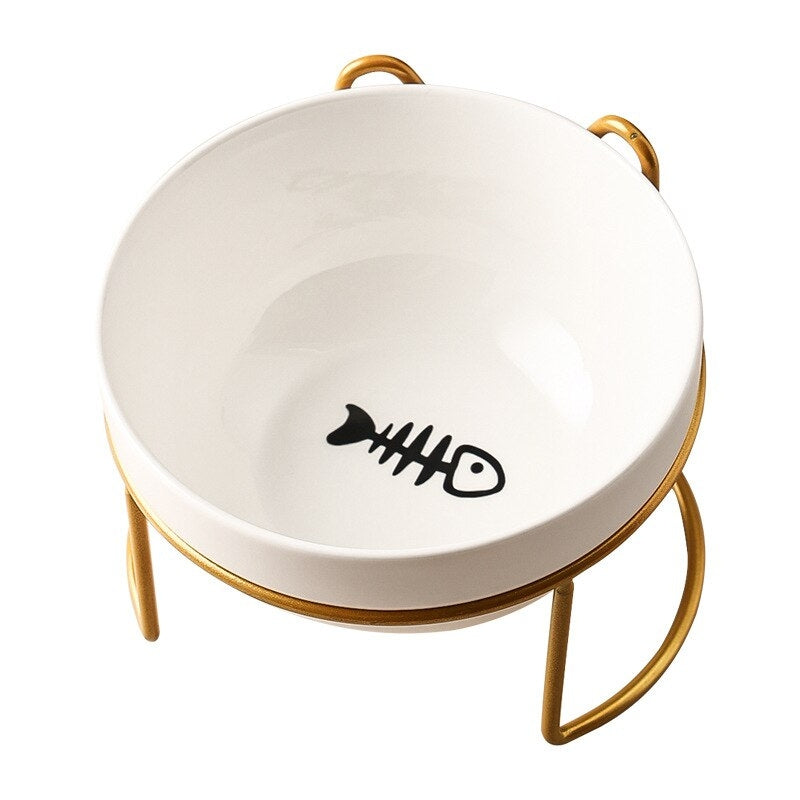Lisslune | Low-threshold ceramic cat food bowl with stand
