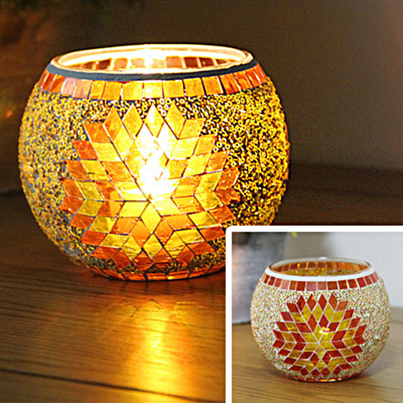 Lisslune | European Retro Glass Mosaic Tealight Holder