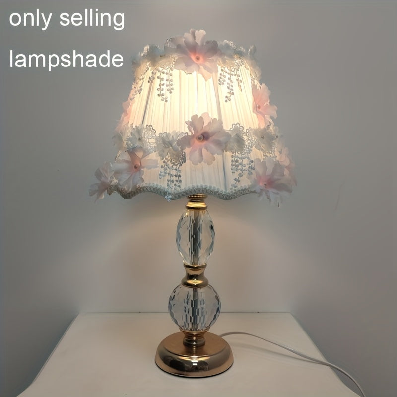 Lisslune | Art Deco Stil Handgefertigter Stoff Lampenschirm, Fassform, Keine Elektrizität oder Batterie erforderlich, Elegantes Blumenmuster mit Pastellrosa und blauen Akzenten, Perfekt für Wohnkultur, Beleuchtungszubehör | Eleganter Lampenschirm