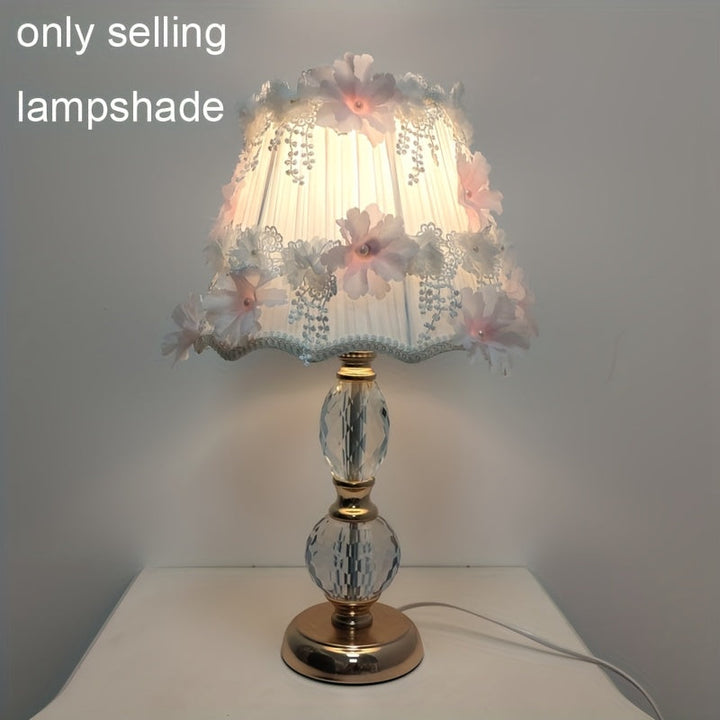 Lisslune | Art Deco Stil Handgefertigter Stoff Lampenschirm, Fassform, Keine Elektrizität oder Batterie erforderlich, Elegantes Blumenmuster mit Pastellrosa und blauen Akzenten, Perfekt für Wohnkultur, Beleuchtungszubehör | Eleganter Lampenschirm