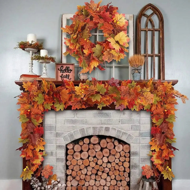 Lisslune | Halloween Autumn Wreath – Handmade Door Wreath with Pumpkins and Eucalyptus