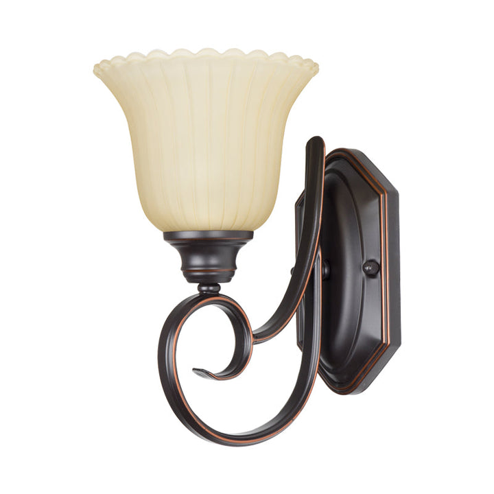 Skørter | 1 Head Wall Light Antique Corner Wall Sconce with Bloom White Glass Shade in Black