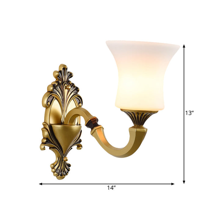 Skørter | Bell Bedroom Top Wall Mounted Lamp Antique Frosted Glass 1/2-Light Brass Wall Lamp Accessories