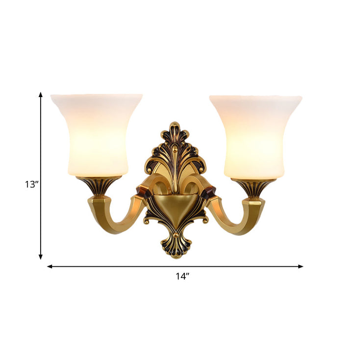 Skørter | Bell Bedroom Top Wall Mounted Lamp Antique Frosted Glass 1/2-Light Brass Wall Lamp Accessories