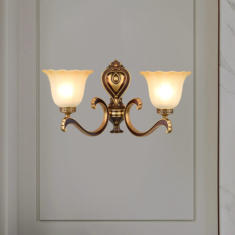 Skørter | Bell Bedroom Top Wall Mounted Lamp Antique Frosted Glass 1/2-Light Brass Wall Lamp Accessories